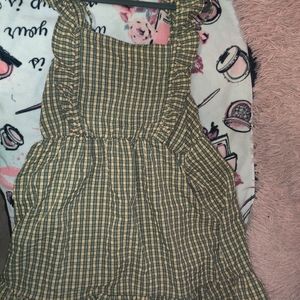 Green and yellow plaid ruffle dress